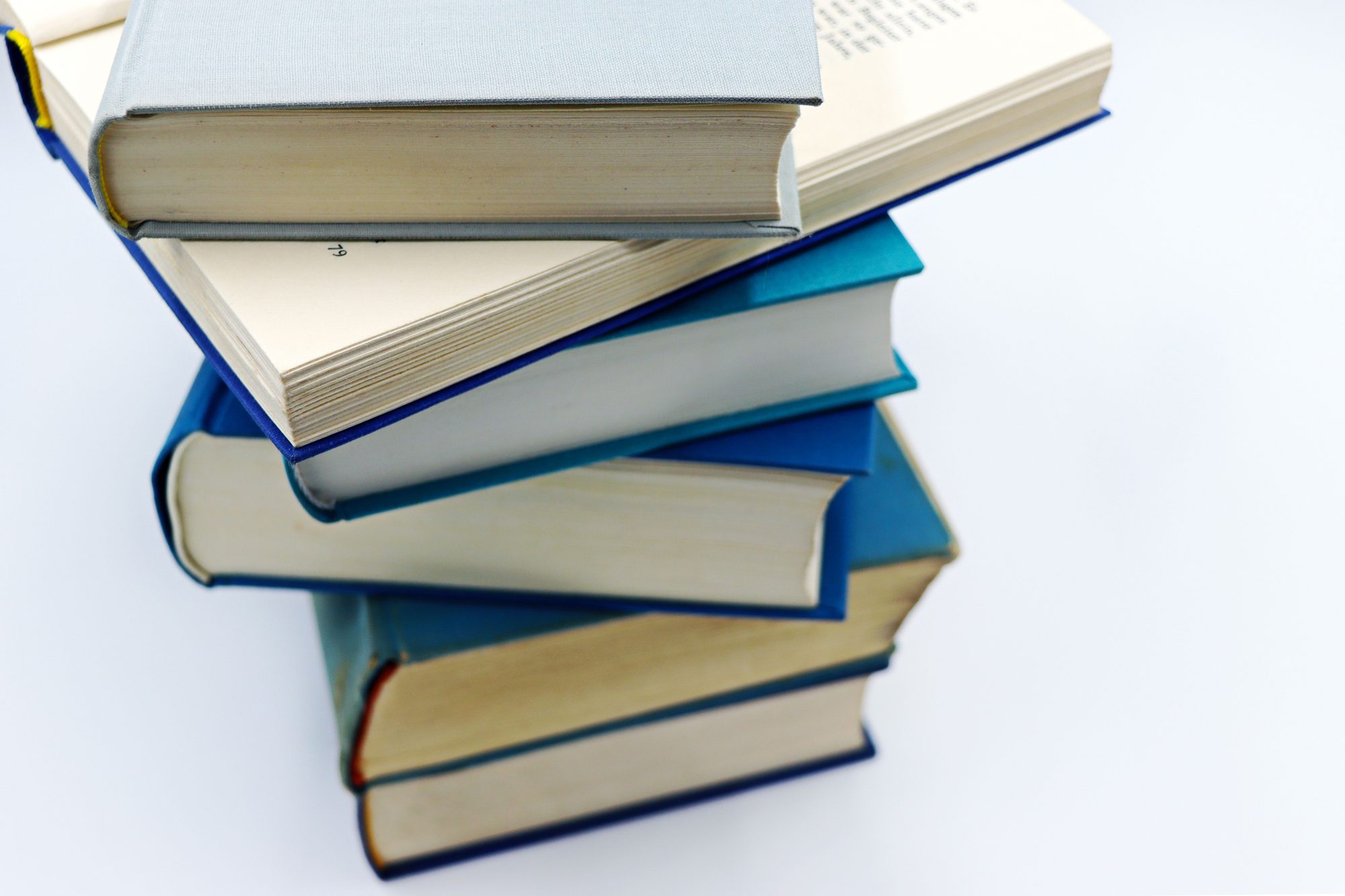 A stack of hardcover books